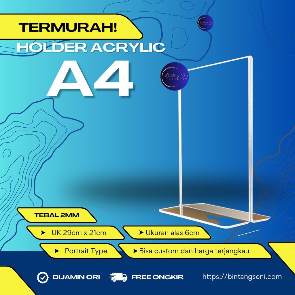 

Tent Ten Holder Tempat Brosur A4 Akrilik Portrait Landscape Type T Tebal 2mm Marga Cipta Anti Kusam