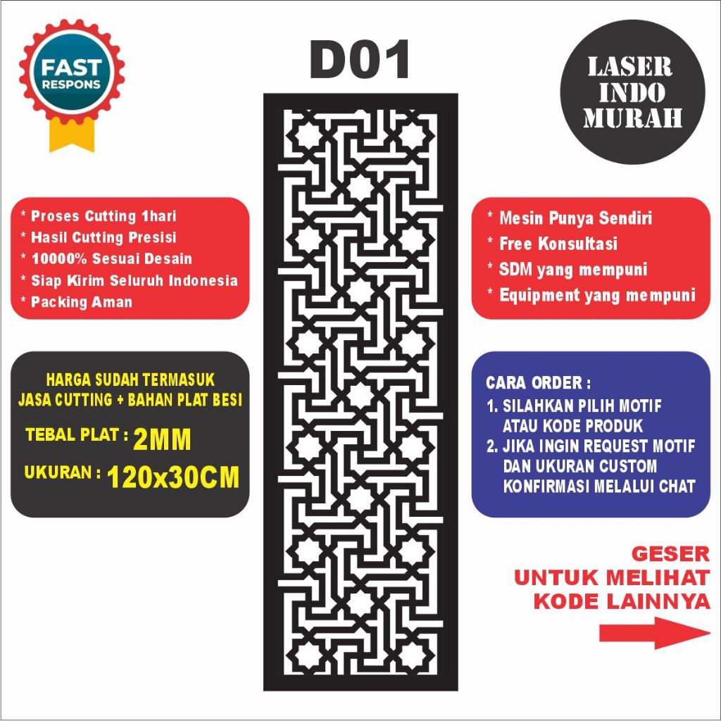 Laser Cutting Plat 2mm | Pagar Laser Cutting | Ornamen Pagar Laser Cutting