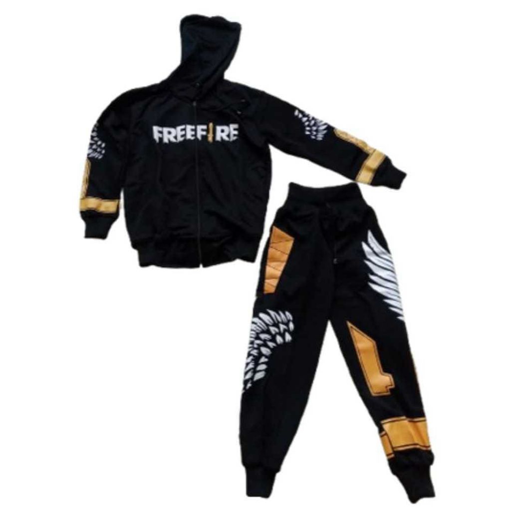 setelan jaket dan celana panjang anak free fire game ff angel calca