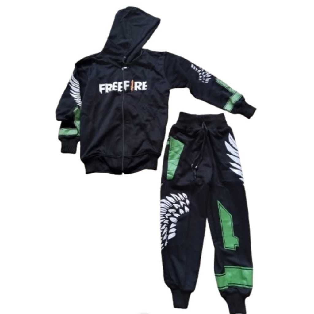 setelan jaket dan celana panjang anak free fire game ff angel calca