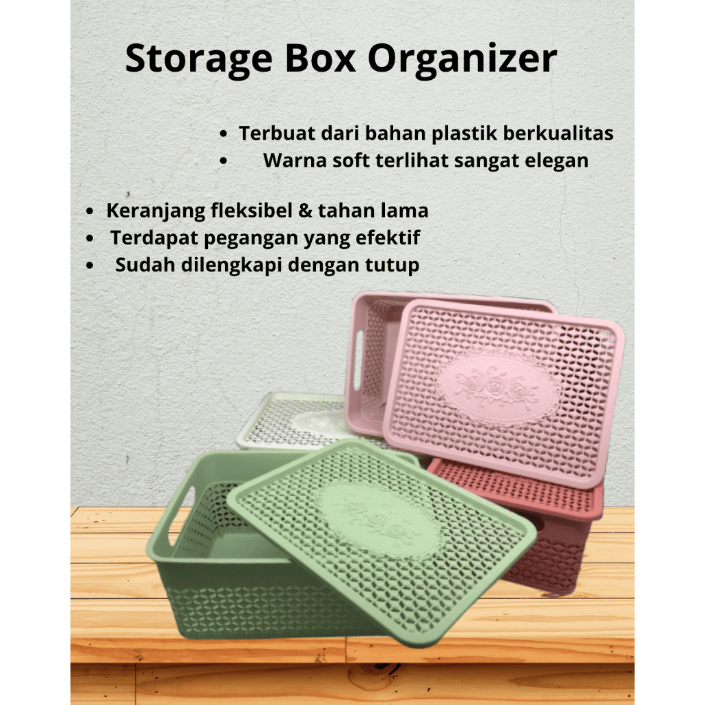 MR.DIY Storage Box Organizer Premium – Keranjang Serbaguna dengan Tutup || Kotak Penyimpanan Estetik