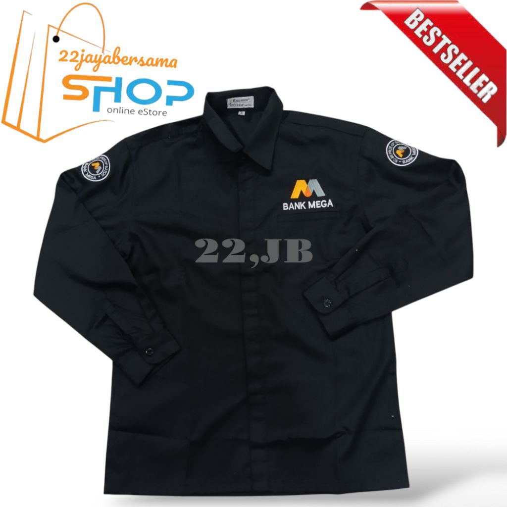 Kemeja BANK MEGA • Baju Bank mega • Seragam bank mega bordir