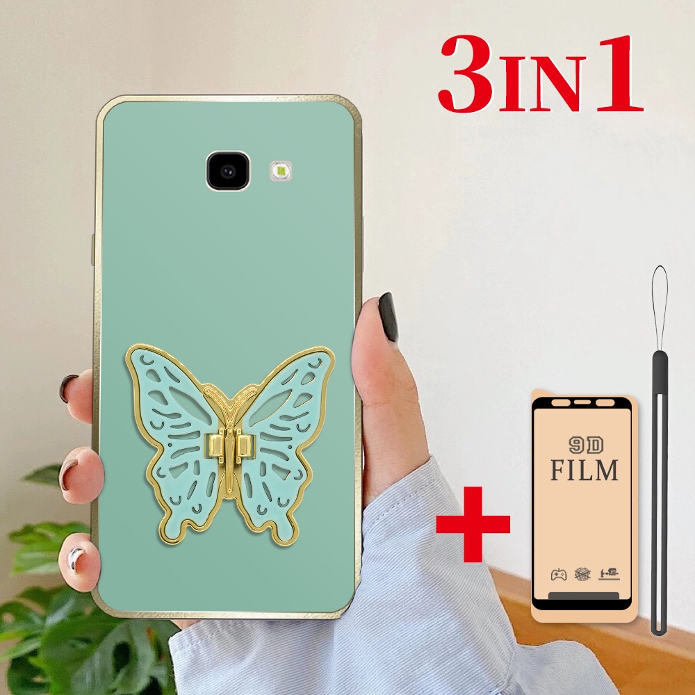 3 dalam 1 Stand Kupu Lipat Casing untuk Samsung J4 Plus J4+ Case softcase dengan Pelindung Layar Ker
