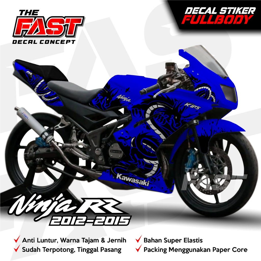 Striping Ninja 150 RR new DRAGON Custom Fullbody 2012 - 2015  Stiker Variasi Kawasaki Ninja RR Baru 