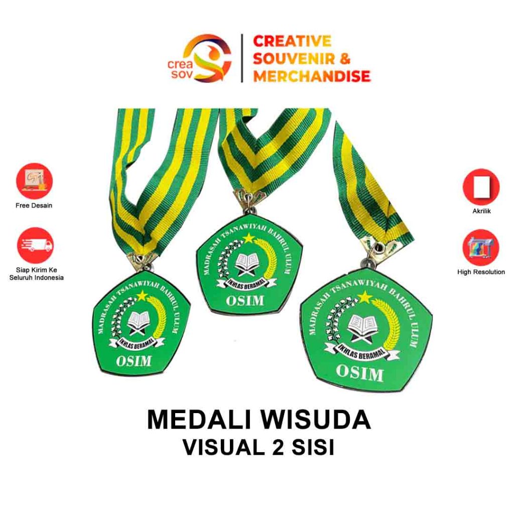 Creasov - Medali Akrilik Wisuda Medali Akrilik 6,5 cm Custom Medali Akrilik, Medali Akrilik Wisuda, 