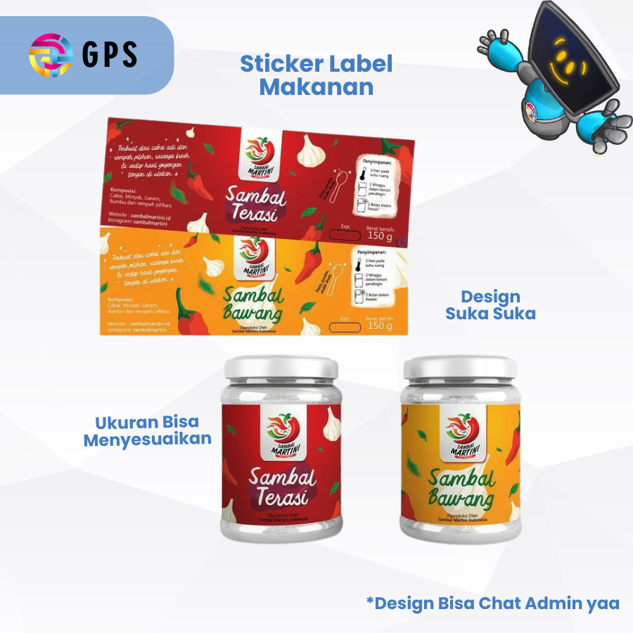 

GVIBES - CUSTOM CETAK LABELSTIKER BOTOL KEMASAN 100GR, 150GR, 200GR, STIKER SAMBAL, STIKER SEBLAK, STIKER BOCI DLL