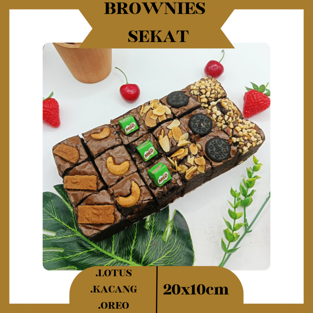 

Brownies Panggang Sekat 18 / Keju Kacang Mede Almond / Brownis Coklat