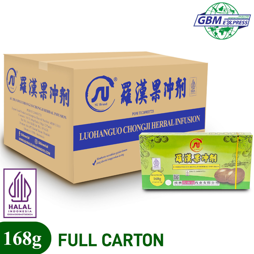 

SU Brand Full Carton Luohanguo Chongji Herbal Infusion 168g - 100Pcs - Pereda Demam dan Tenggorokan Kering