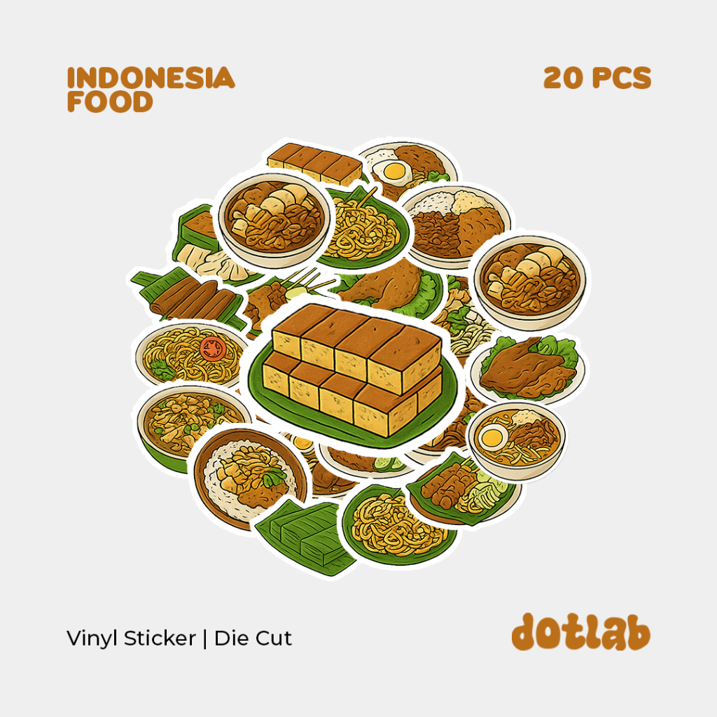

DOTLAB STICKER PACK INDONESIA FOOD (20PCS) | Sticker Tumbler | Stiker Laptop Koper Helm