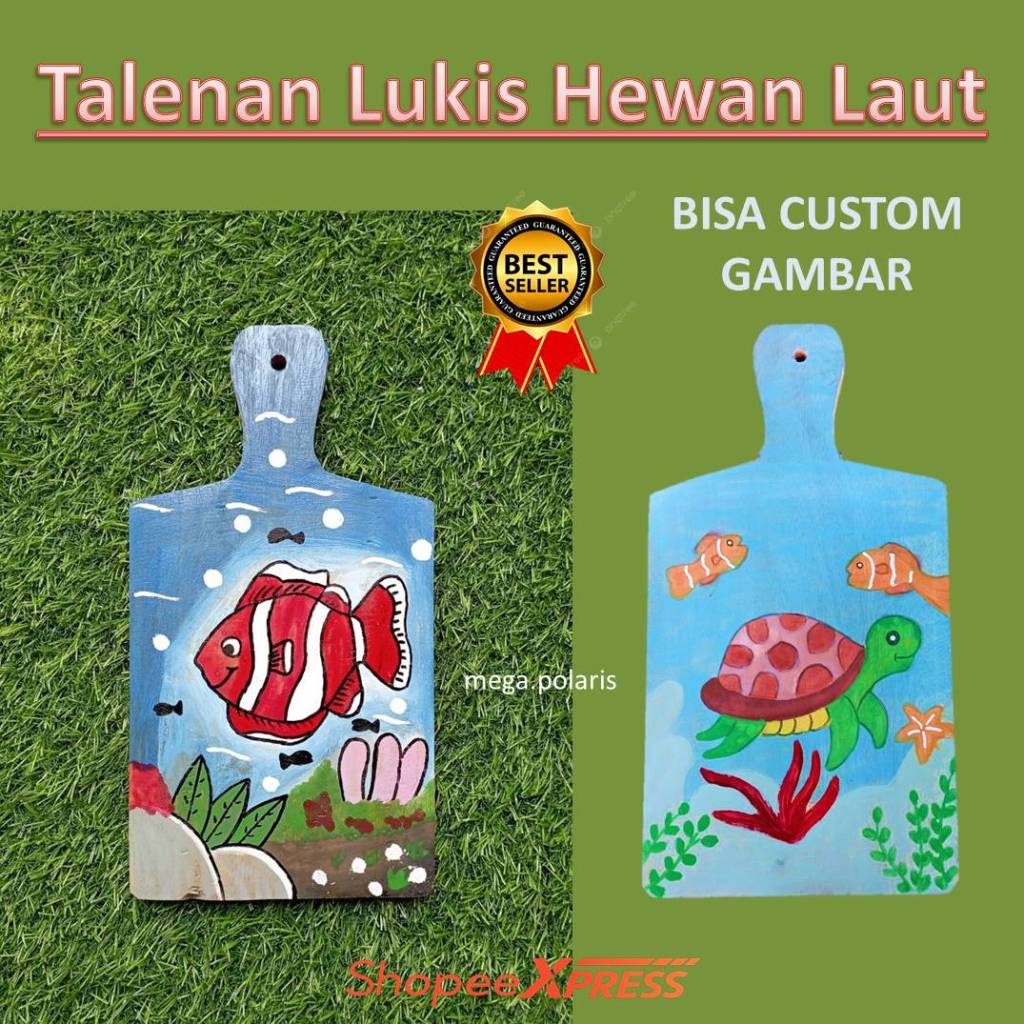 TALENAN RAGAM HIAS KAYU / Prakarya Talenan Lukis Dekorasi Dinding Tema Hewan Laut