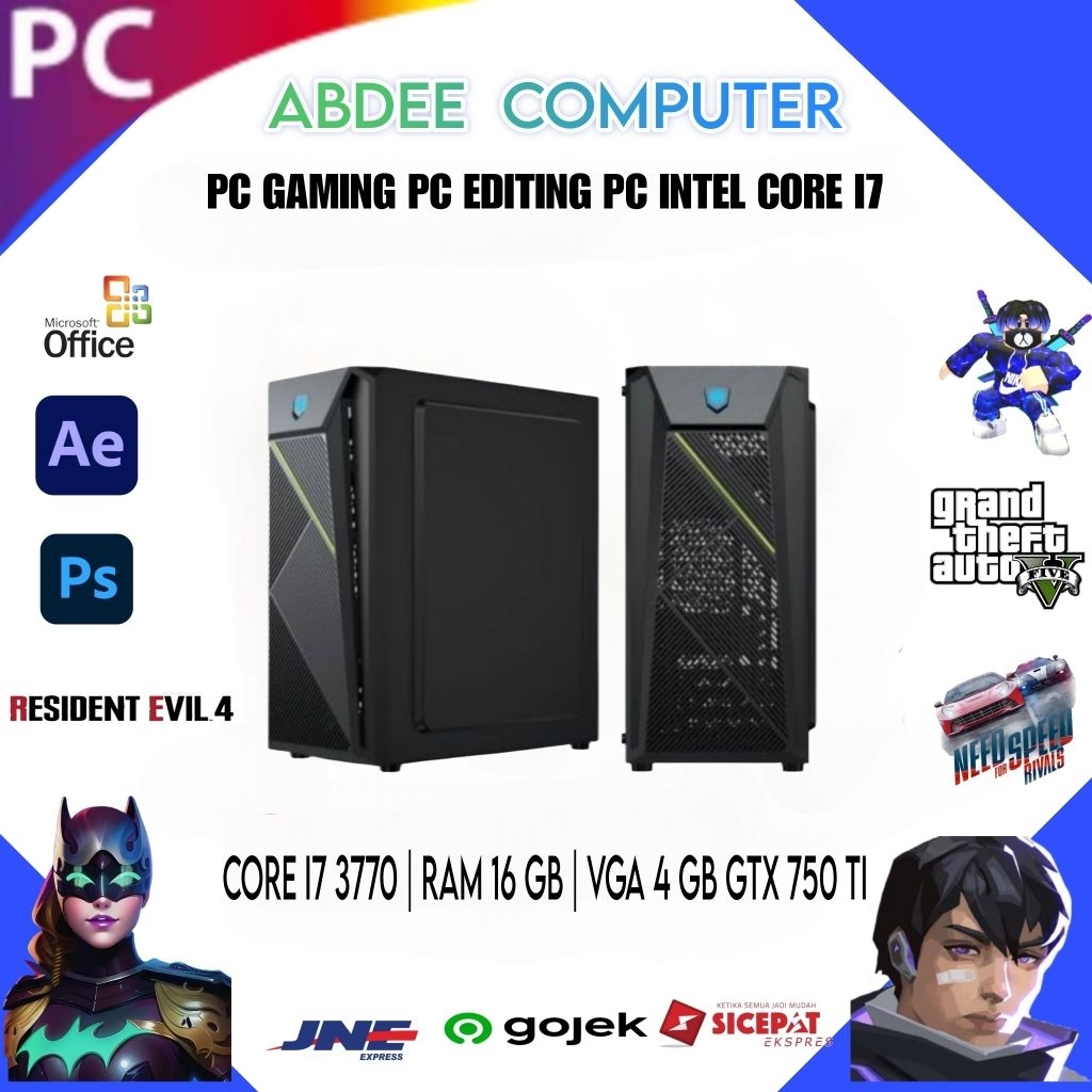 Pc Gaming Core i7 3770 Ram 16 Gb Ssd 256 Gb Vga 4 Gb gtx 750 ti Pc i7