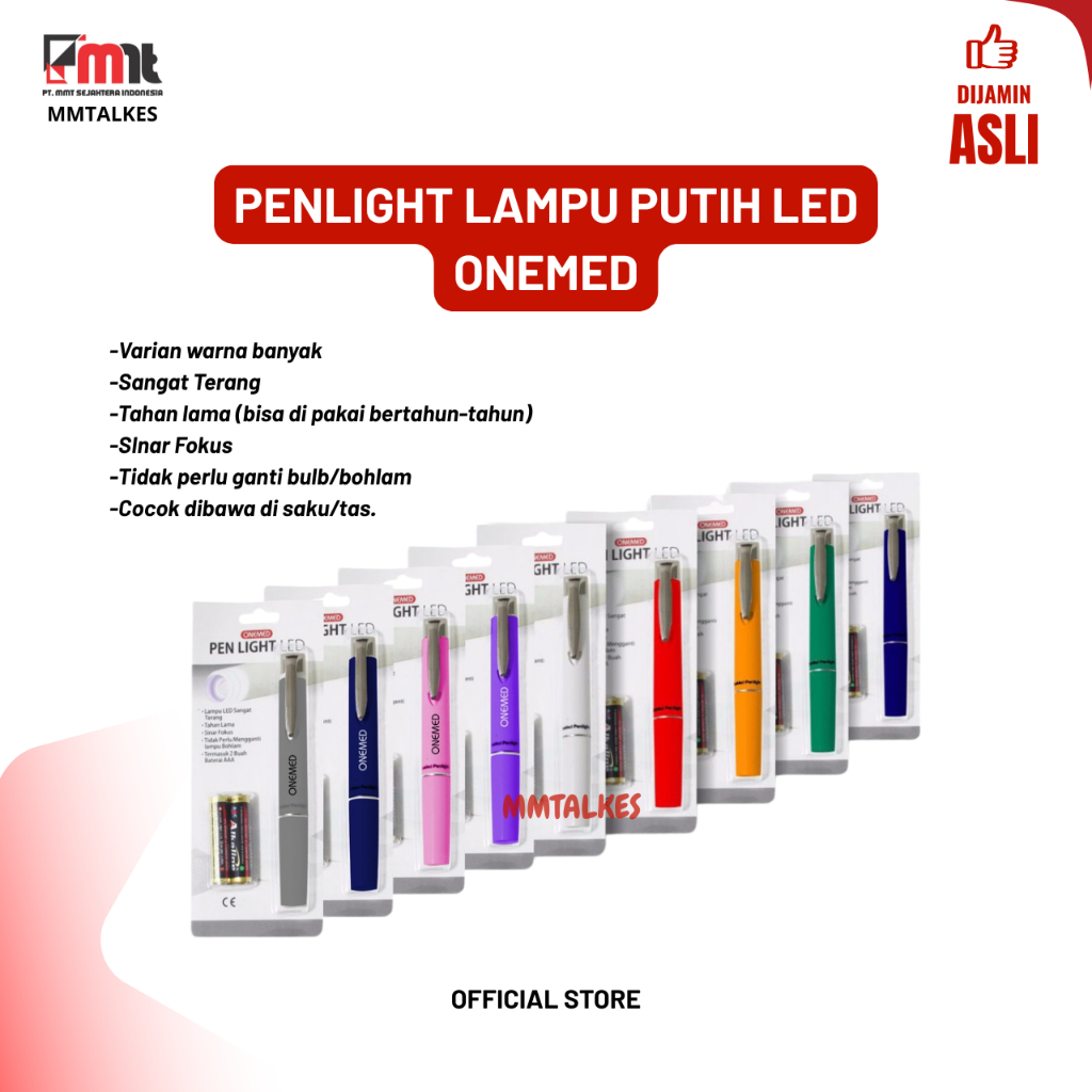 Penlight Lampu Putih LED Onemed+Baterai Senter Pena +Batrai