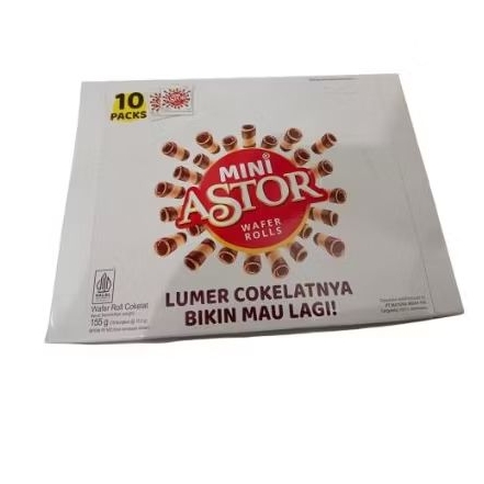 

Mini astor wafer rolls lumer cokelatnya bikin mau lagi 155gr isi 10 bungkus @ 15.5g