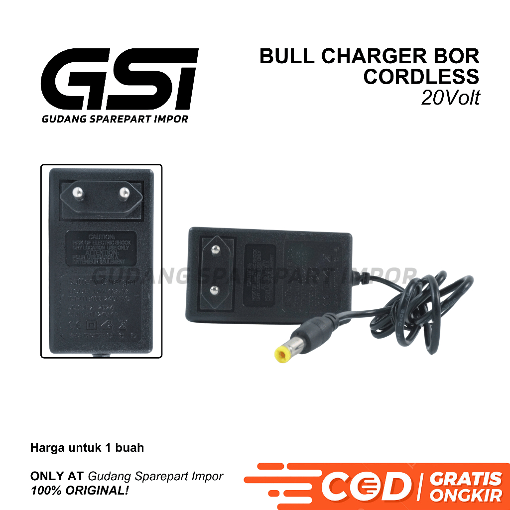 BULL Charger 21v / Adaptor Charger Bor Cordless / Casan Baterai Bor dan lain-lain