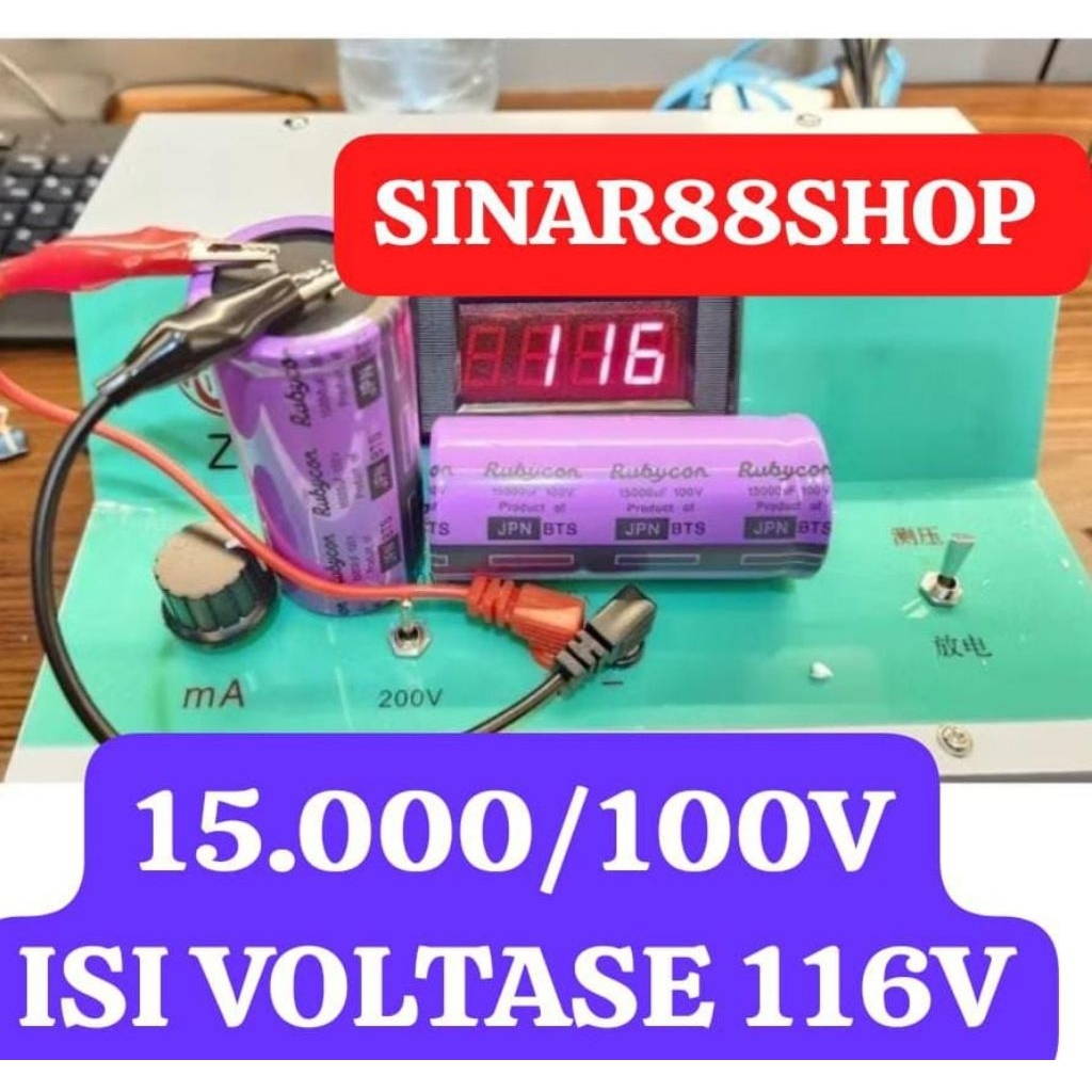 Elco 15000uf/100v Rubycon hrg 1pcs 15000 100 v Isi Full  Ungu BTS JPN Ori 15000uf 15.000mk 15000mikr