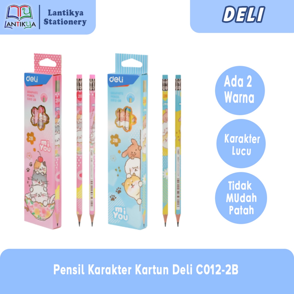 

Pensil Kayu Karakter Kartun Deli C012-2B / Pensil Kayu 2B Per Pack