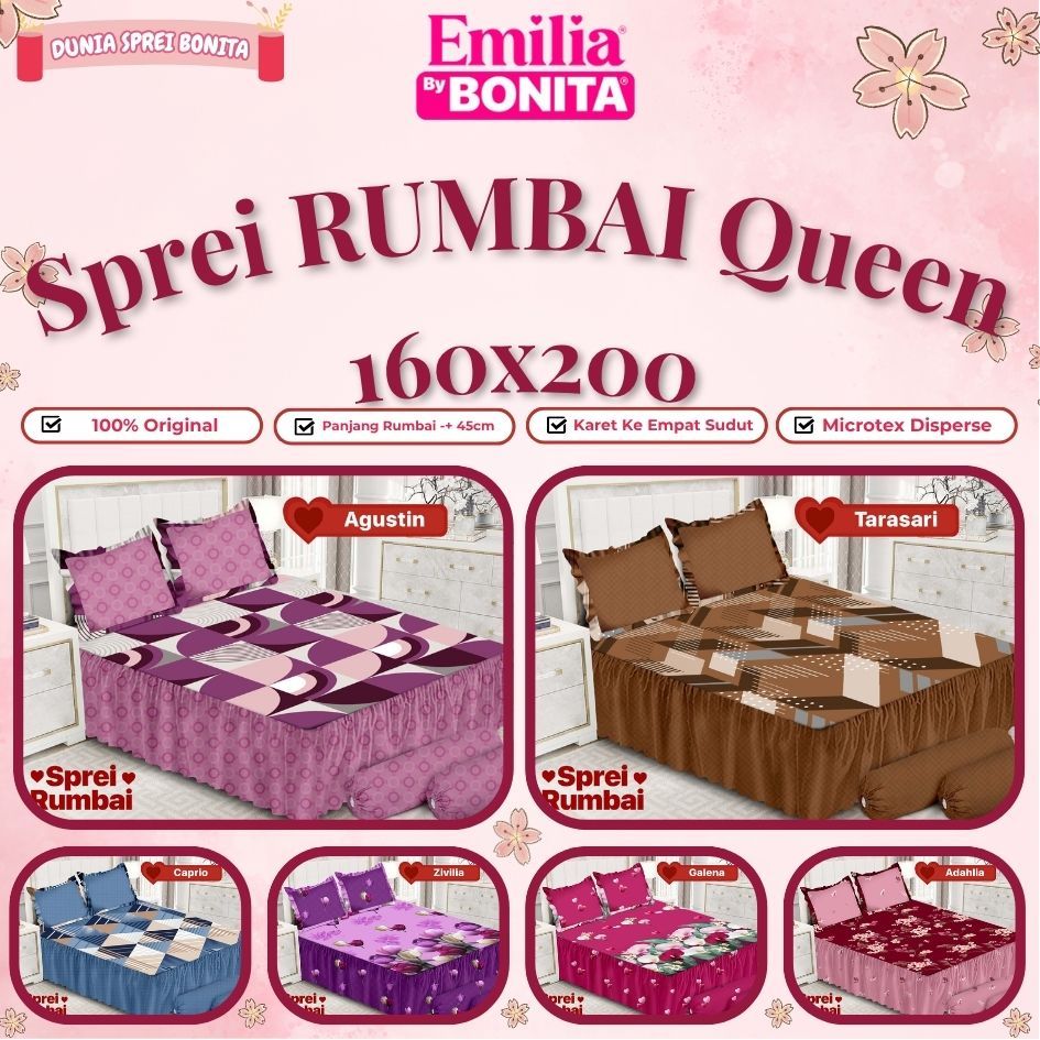 EMILIA by Bonita - Sprei RUMBAI Queen (160x200) ORIGINAL [TERMURAH TERLARIS]