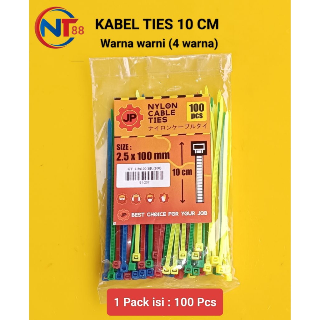 

KABEL TIES 10 CM (1 pak isi 100 Pcs) KABEL TIE WARNA WARNI KABEL TIS TALI TIS 4 WARNA KABEL TIES MERAH KUNING HIJAU BIRU