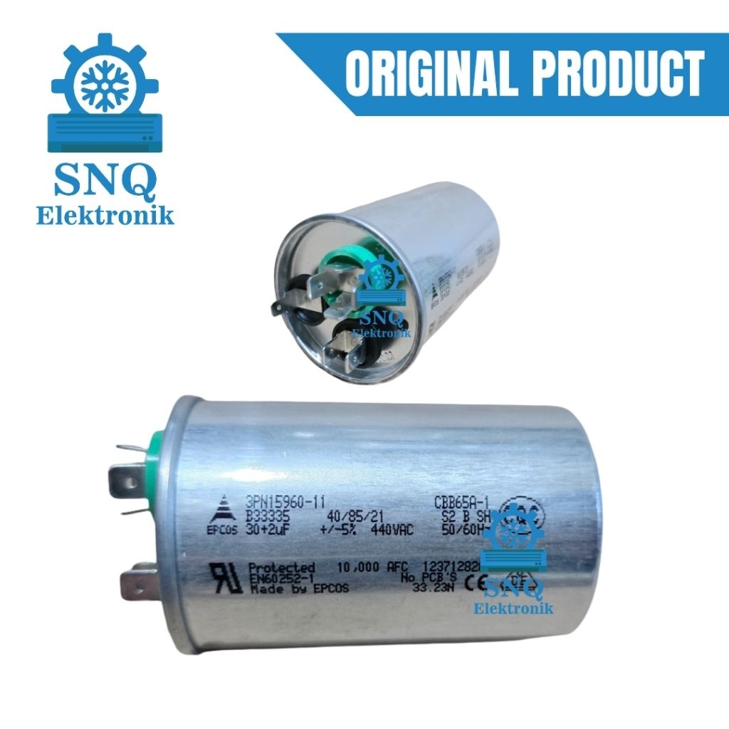 Kapasitor AC original DAIKIN 30+2 uf 440 VAC EPCOS - Capasitor original epcos 30+2uf - Capasitor ori