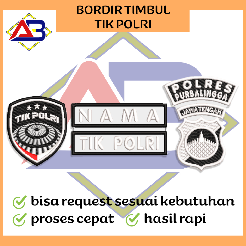 Bordir Timbul Bet TIK Polri x Satu set