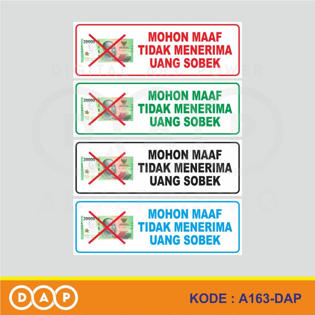 

A163 - Acrylic Sign, Akrilik Tidak Menerima Uang Sobek, Tahan Air, Tidak Pudar, dan Bisa Custom