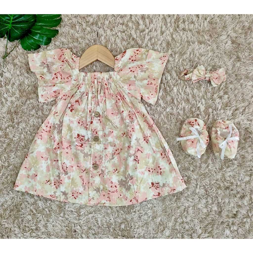 Dres Bayi Perempuan - Dres Anak Bayi Perempuan Bunga Azalea Estimasi Usia 3-9 Bulan