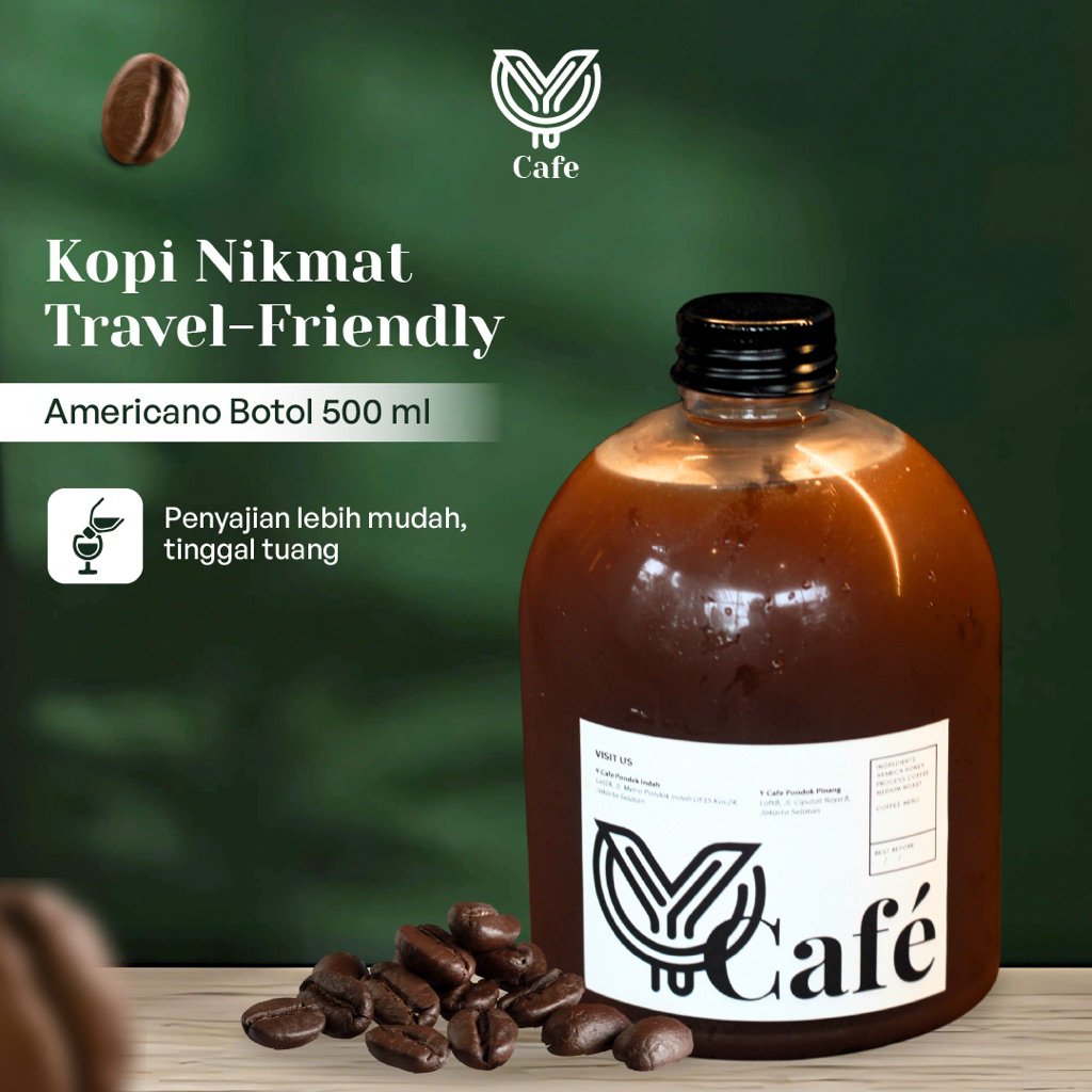 

Kopi Americano 500 ml Minuman Kemasan Botol Espresso Arabica Honey Kopi Botol Praktis Tinggal Tuang By Y Cafe