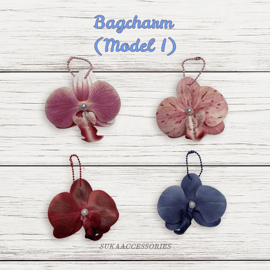 Bagcharm Bunga Anggrek Orchid Hiasan Aksesoris Bunga Anggrek Gantungan Tas