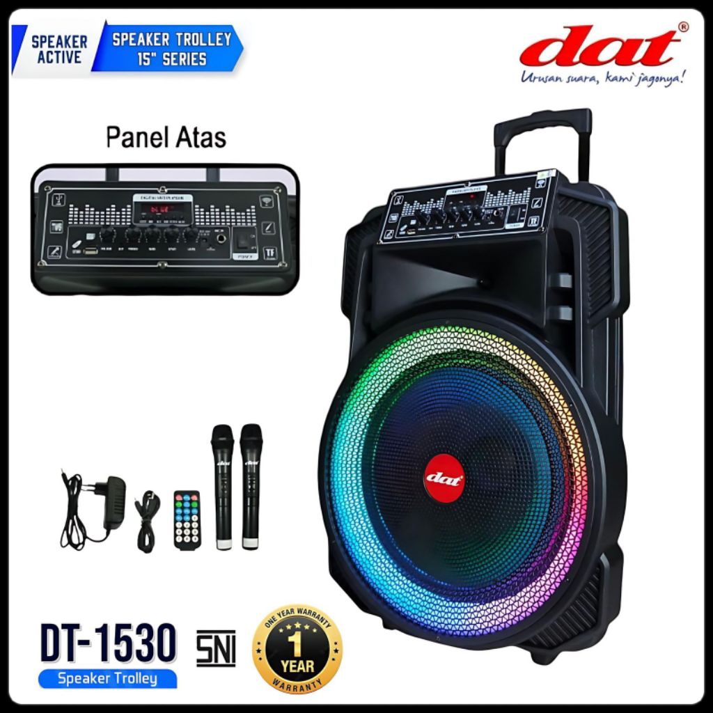 Speaker DAT DT-1530  speaker bluetooth portabel 15inch speaker aktif full bass dilengkapi 2mic wirel