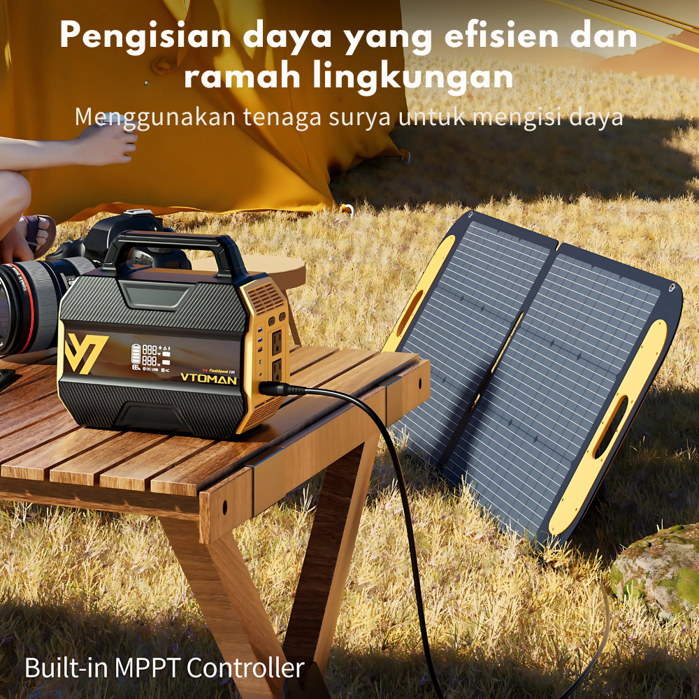 VTOMAN Flashspeed300 Portable Power Station 230Wh/300W Pembangkit Listrik Tenaga Panel Surya cocok u