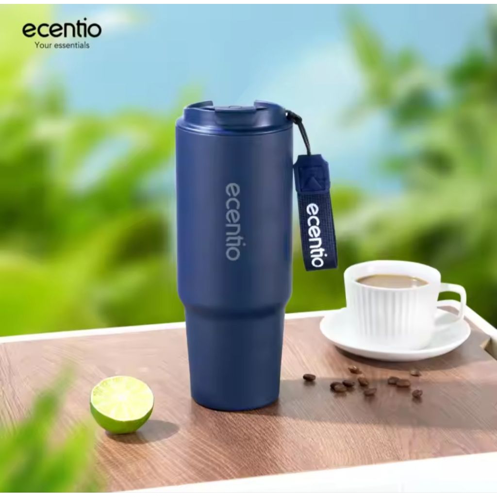 ecentio tumbler Stainless Vacuum 900ml tali rajut portable Thermos Botol minum besar