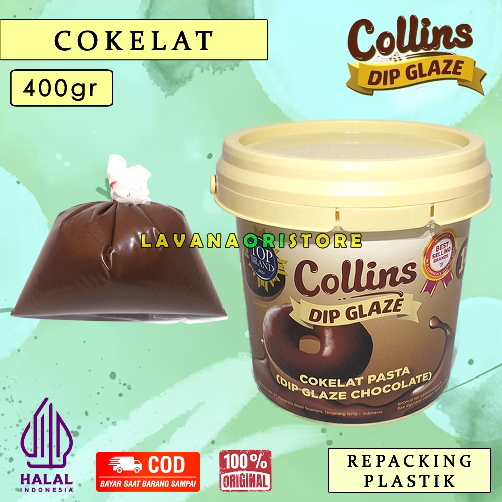 

[COD] Collins Dip Glaze Rasa Cokelat 400gr | Saus Manis Pasta Selai Donat Roti Rasa Cokelat