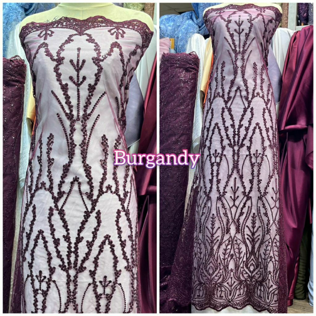 COD Kain bahan kebaya/Kain tile payet/Bahan brokat payet/Bahan tulle mewah/Kebaya brokat