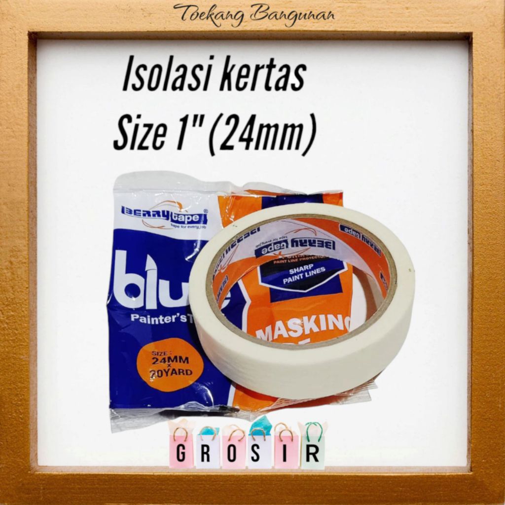 

1 Karton 96 pcs Isolasi Kertas Berry Tape 1 Inch (24mm), Masking Tape 1 inch