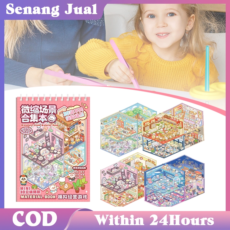 Stiker Buku Catatan 3D Sticke DIY Adegan Miniatur Buku Stiker