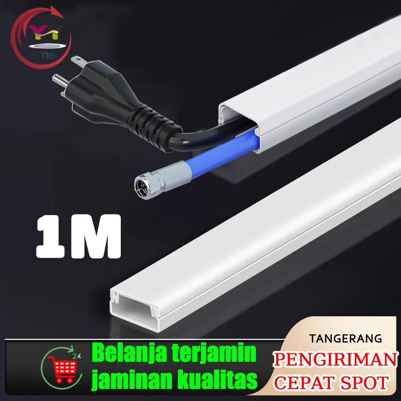 1 Meter Penutup Kabel Dinding Tempel Dinding Lantai Kabel Cable Duct Ducting Dak PVC Pelindung