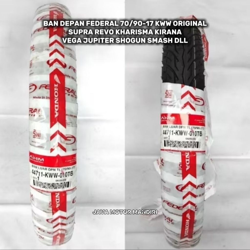 BAN FEDERAL DEPAN 70/90-17 KWW FEDERAL SUPRA REVO KHARISMA KIRANA VEGA JUPITER SHOGUN SMASH
