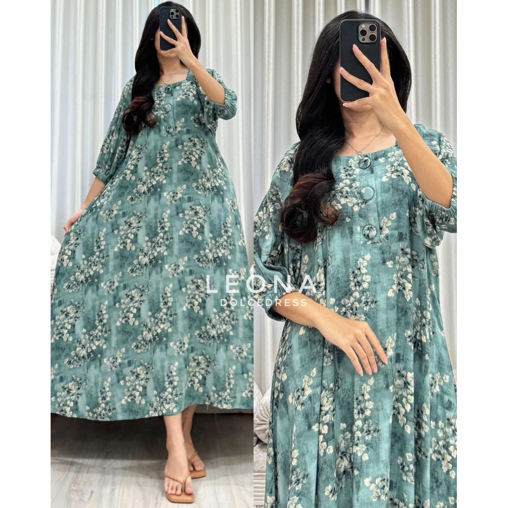 Daster Arab Dolce LEONA MOTIF Midi Dress Rayon Busui Bumil Nyaman