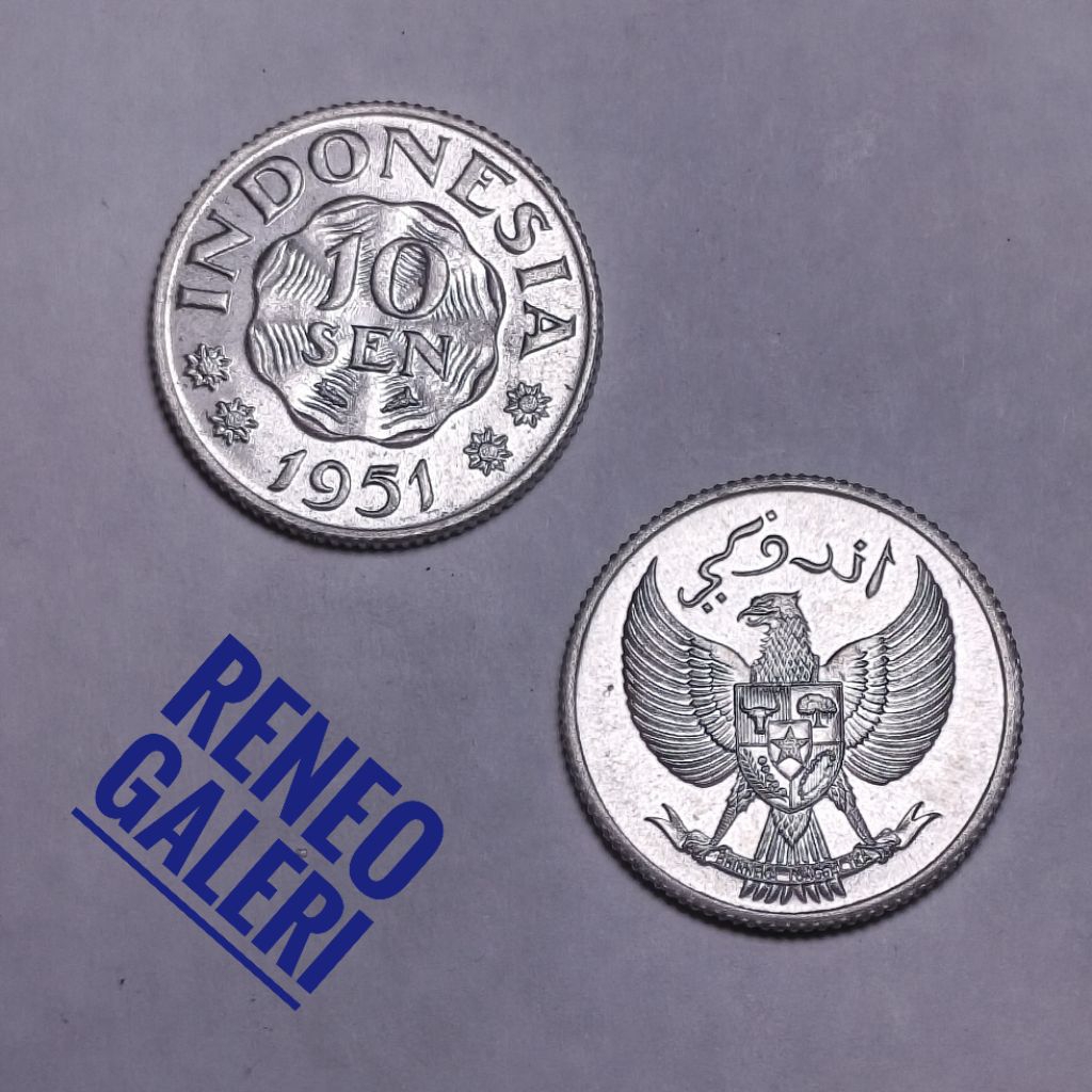 Berkilau koin 10 Sen Indonesia Tahun 1951 1954 1957 Uang logam Kuno 0,1 Rupiah