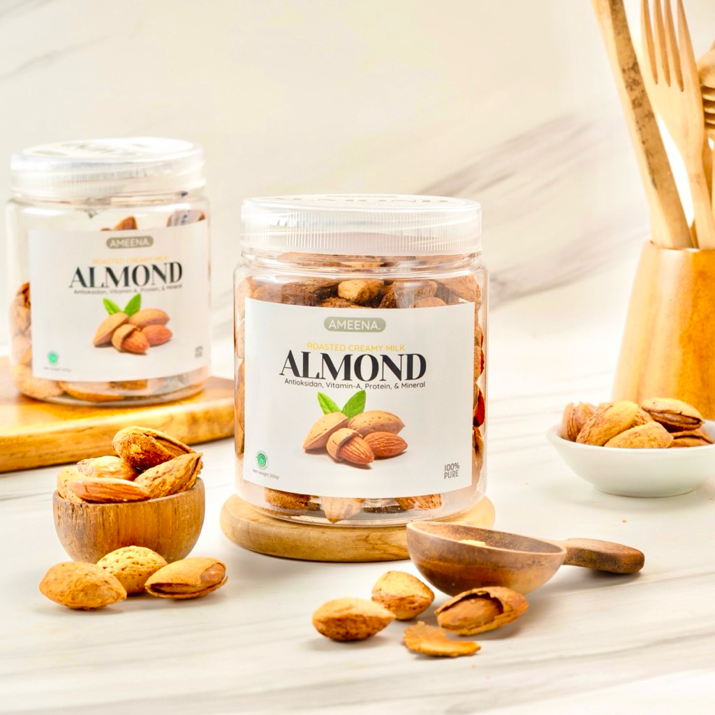 

[ TOPLES ] Almond Cangkang Roasted 200GR | Ameena Premium Quality