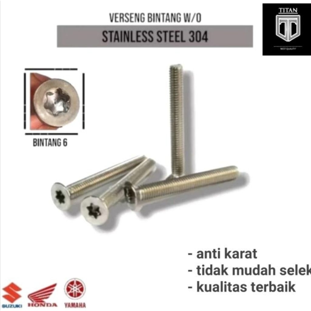 (5 pcs) Baut Verseng Torx W/ O Baut Verseng M6 x 8 / M6 x 10 / M6 x 12 / M6 x  M6 x 18 / M6 x 20 Bau