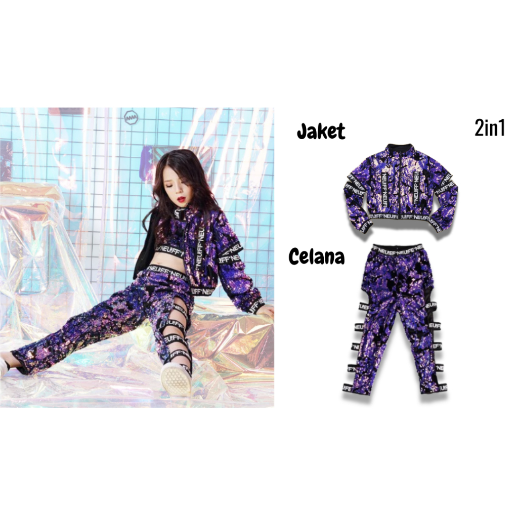 REALDAILY Baju Dance Lisa Anak Perempuan 2in1 Kostum Dance Hip Hop