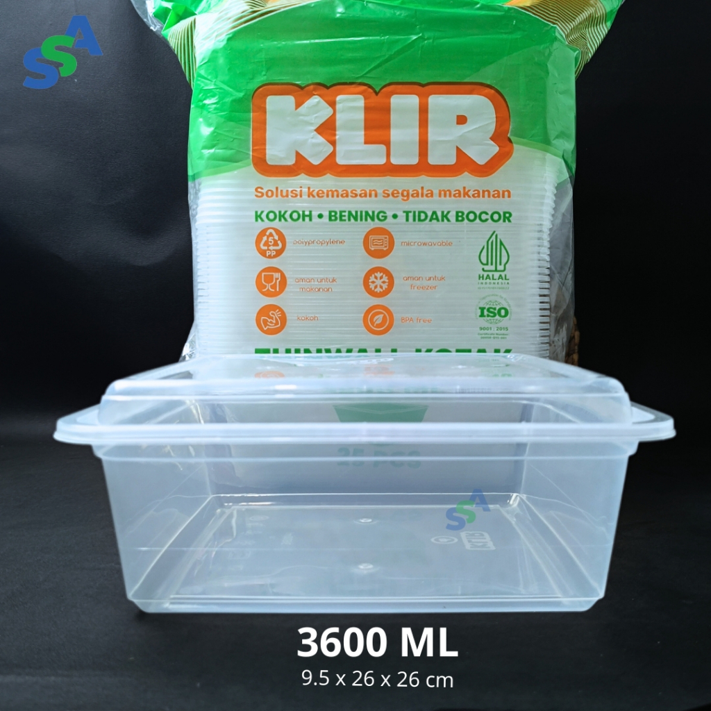 THINWALL KLIR KOTAK 3600 ML ISI 25 PCS / THINWALL KOTAK BESAR
