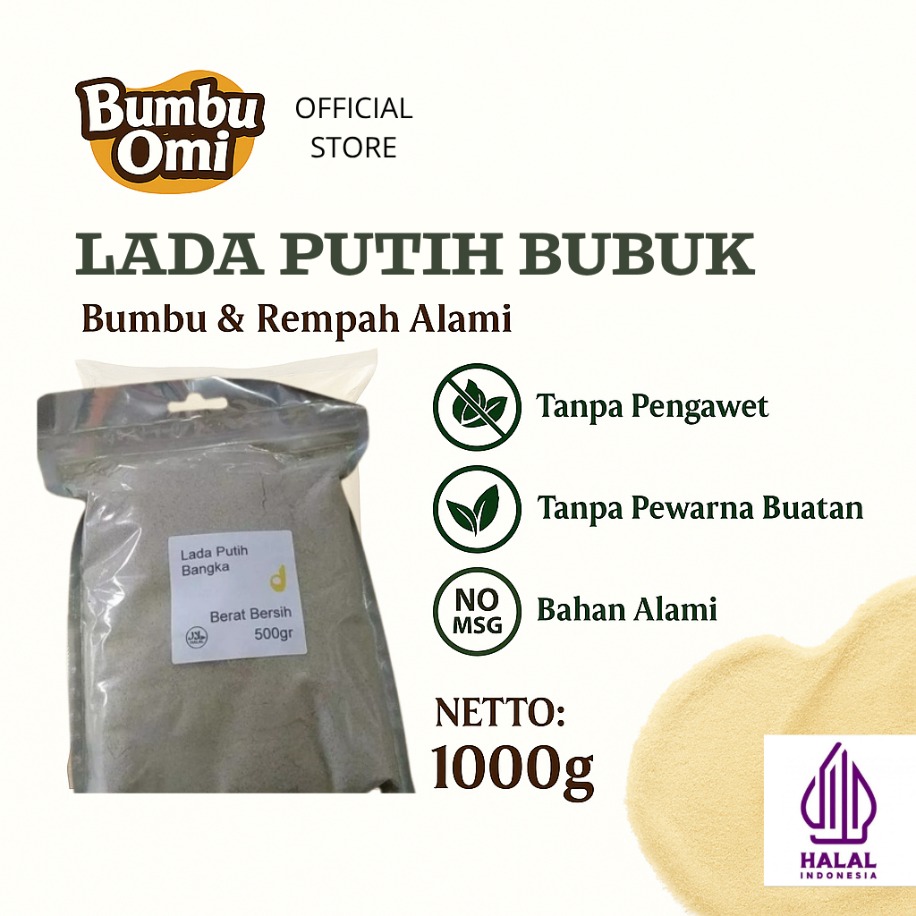

BumbuOmi Lada putih bubuk asli murni tanpa campuran / bumbu masak merica
