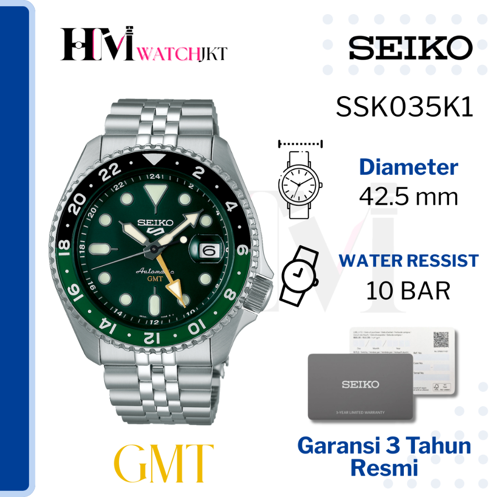 SEIKO 5 Sport GMT SSK035K1 Jam Tangan Pria Oriignal Analog Automatic GMT Diver Antiair