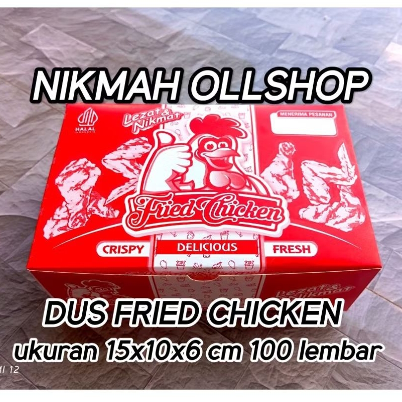 

100 LEMBAR DUS KEMASAN FRIED CHICKEN IVORY FOIL 15x10x6 CM VIRAL | KARDUS BOX CHICKEN TERBARU