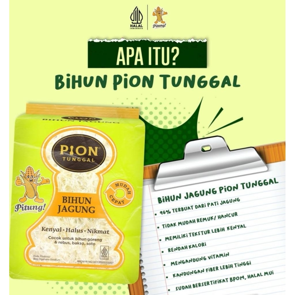 

BIHUN JAGUNG PION TUNGGAL 280G
