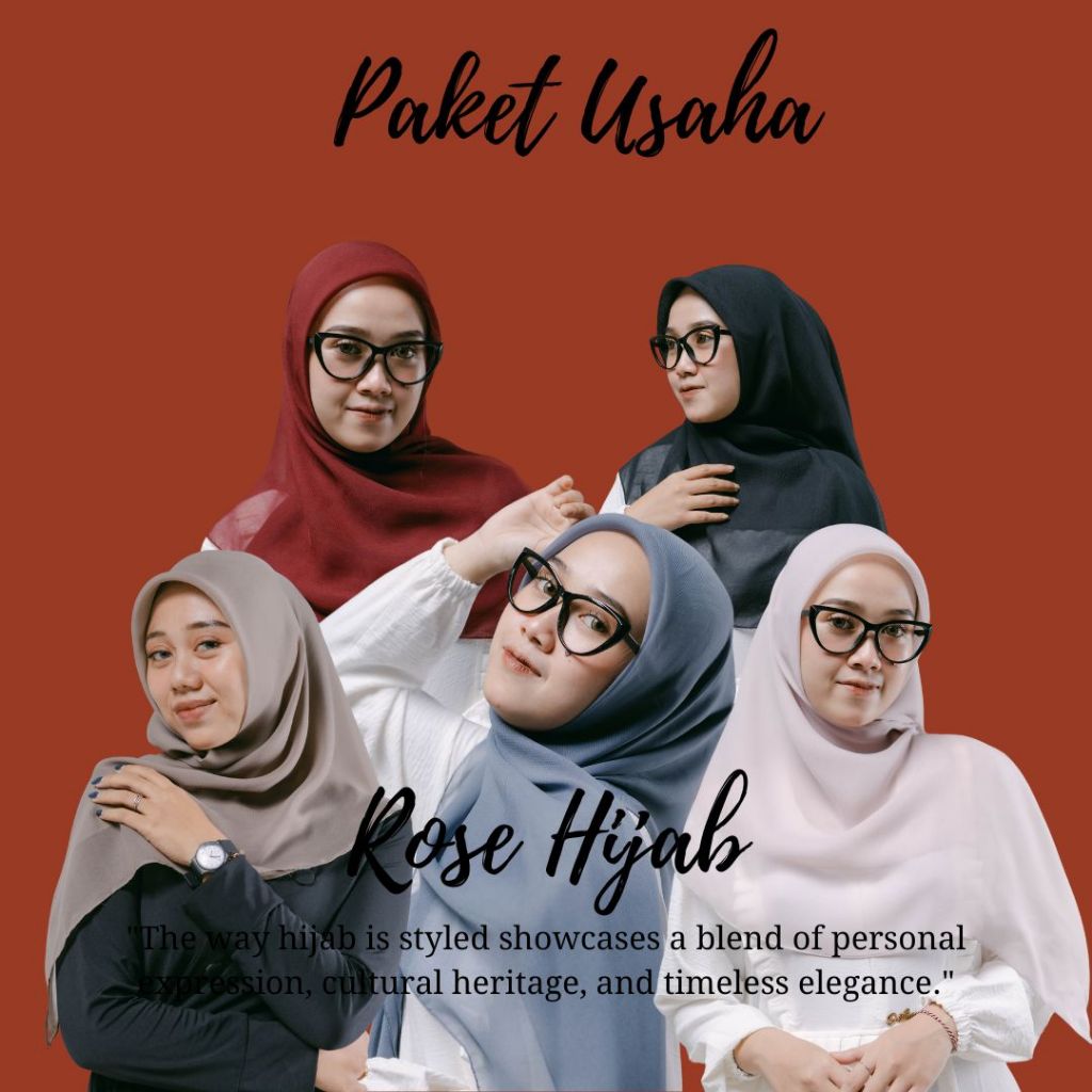 Paket usaha rose hijab jilbab segi empat plain square