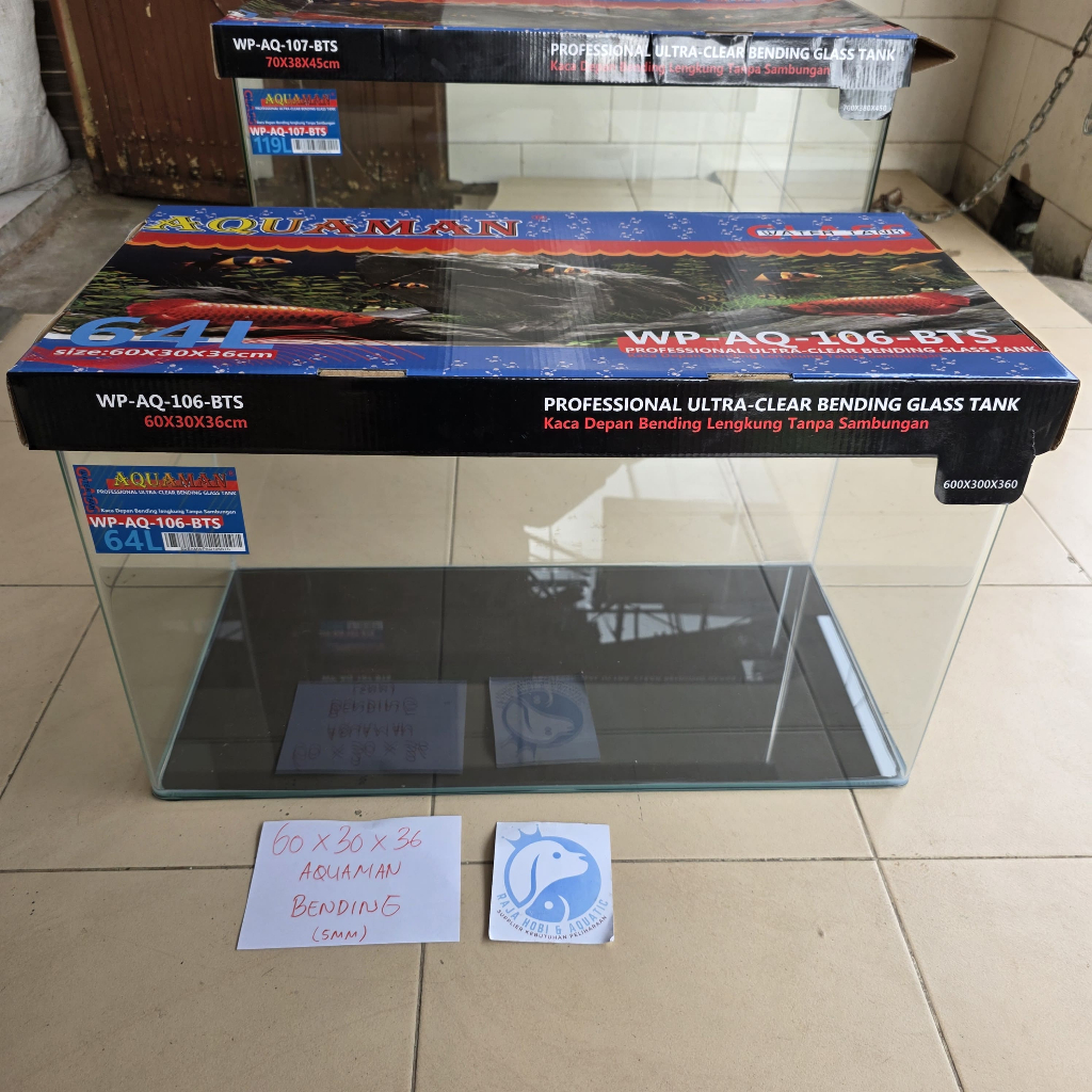 TANK MELENGKUNG AQUAMAN 60X30X36 CM KACA 5MM AQUARIUM AKUARIUM IKAN 60 X 30 X 36 CM BENDING LENGKUNG