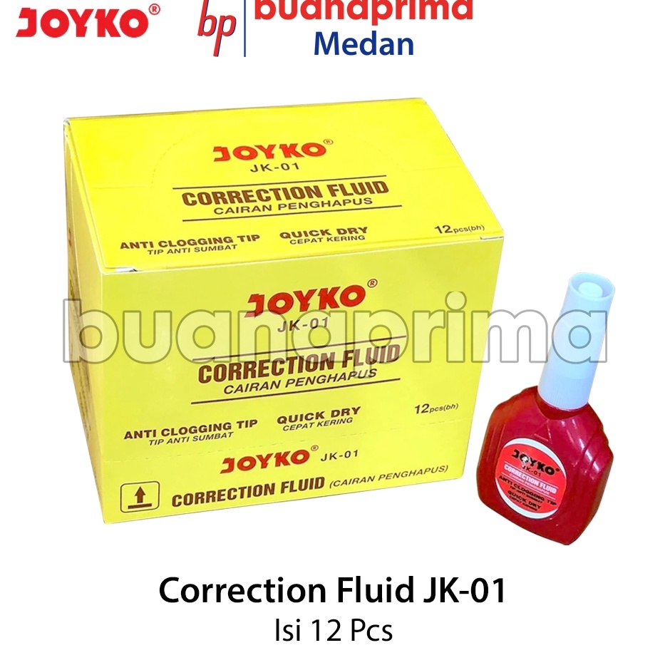 

KODE P73D Correction Fluid Joyko JK1 Isi 12 Pcs Tip X Ex Cair Fluid Merah